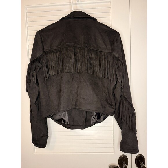 Torrid Black Faux Suede Fringe Moto Jacket Cropped Western Boho Size 2X - Picture 4 of 9
